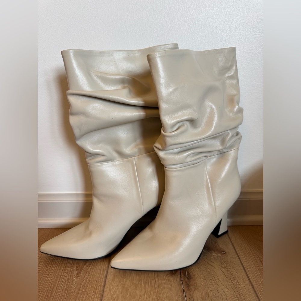 Elegant Cream Heeled Boots
